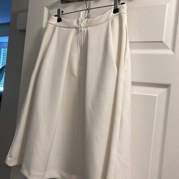 Pink Tartan Neoprene White Skirt with Pockets - Picture 3 of 6